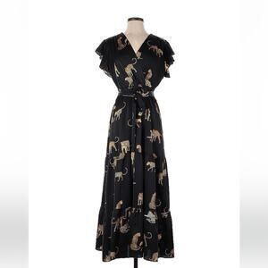 Q2 leopard print belted maxi dress, size small